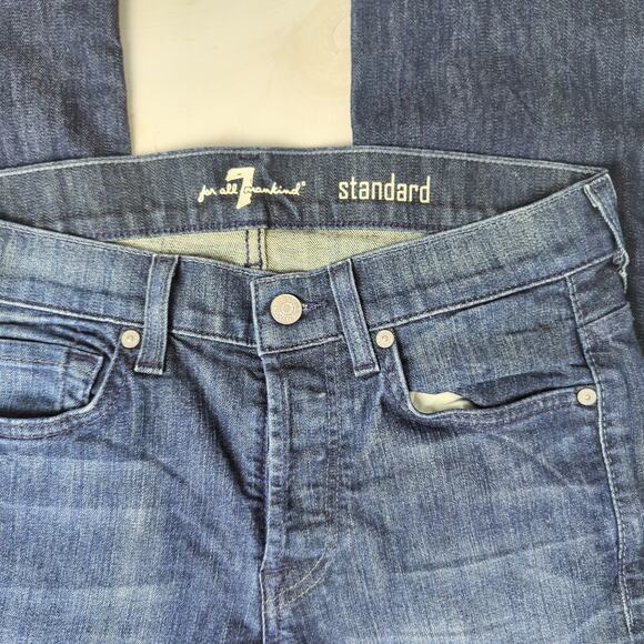 7 for All‎ Man Kind Men's Blue Cotton Blend Straight Leg Standard Denim Jeans 30 - Picture 3 of 10